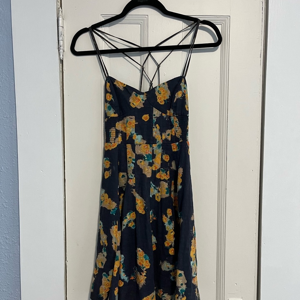 Free People Mini Dress with Pockets Size 2 Boho Floral Strappy